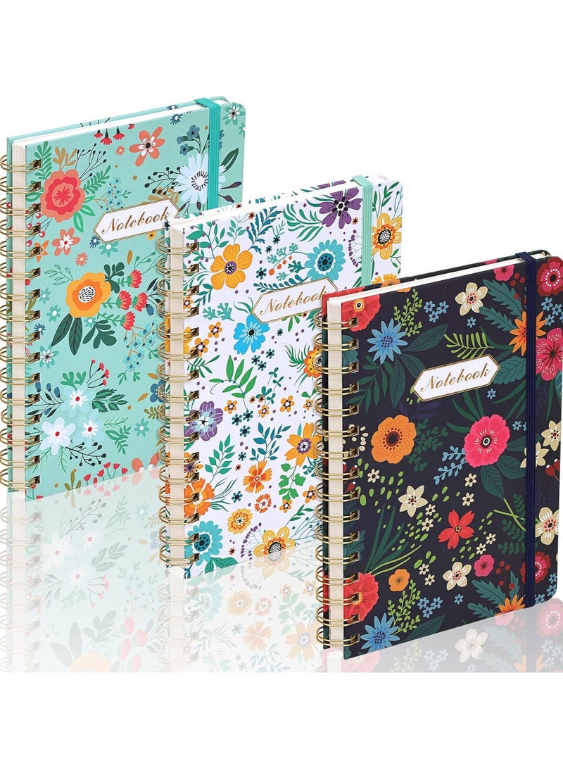 Spiral Notebook Journal for Women Hardcover Spiral Journal Lovely Blooming Floral Back Pocket Paper for Gifts Work Office and School Home Business Supplies A5 3 Pack - Image 1